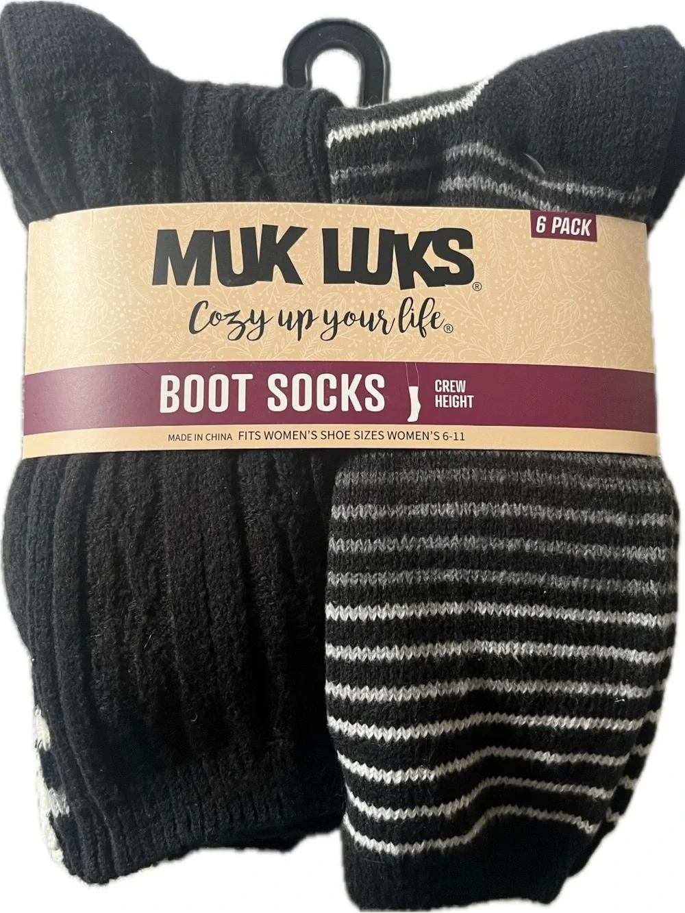 Muk Luks Black and Gray Women's Boot Socks - 6 Pack. Size 6-11. New with tags.